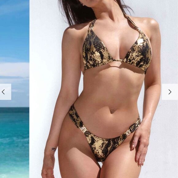 DOLCESSA BIKINI Onyx Golden Snake NWT Medium - Picture 1 of 11